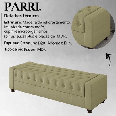 Recamier Calçadeira Bau 160 Cm Pes Mdf Parri Linho Sl 75 Peer Sl 75