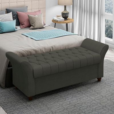 Recamier Calçadeira Bau 160 Cm Pes Mdf Ogeo Linho Sl 74 Peer Sl 74