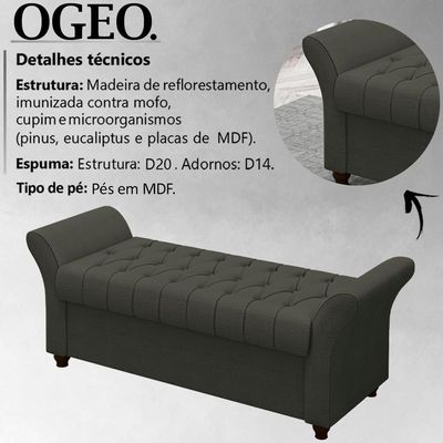 Recamier Calçadeira Bau 160 Cm Pes Mdf Ogeo Linho Sl 74 Peer Sl 74