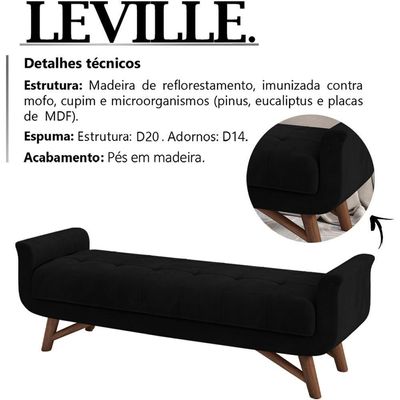 Puff Recamier 140 Cm Pes Madeira Leville Veludo Sl 944 Peer Sl 944