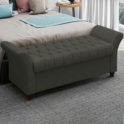 Recamier Calçadeira Bau 160 Cm Pes Mdf Ogeo Linho Sl 74 Peer Sl 74