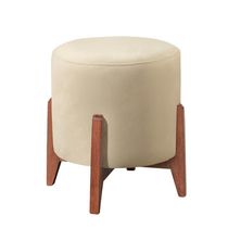 17056635249415 Puff Banqueta Thor Luxo Madeira Maciça Castellar Móbile Veludo Bege Claro