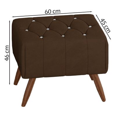 Puff Puf Para Sala Pes Madeira Trit Veludo Sl 942 Peer Sl 942
