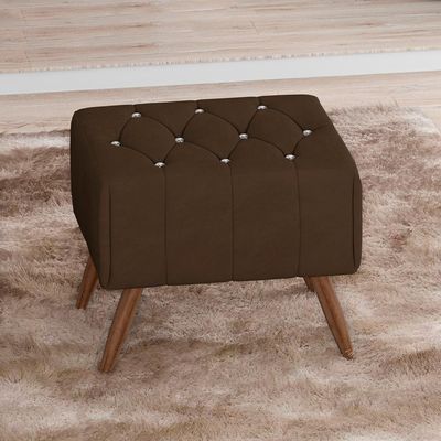 Puff Puf Para Sala Pes Madeira Trit Veludo Sl 942 Peer Sl 942