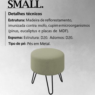 Puff Puf Para Sala Pes Metal Small Veludo Sl 940 Peer Sl 940