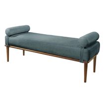 Recamier Banco Berlim Luxo Madeira Maciça Castellar Móbile Linho Azul Linho Azul