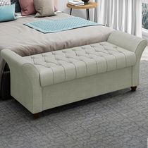Recamier Calçadeira Bau 140 Cm Pes Mdf Ogeo Linho Sl 76 Peer Sl 76