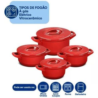 Jogo De Panelas Em Cerâmica Duo+ Com 4 Peças Ceraflame Pomodoro