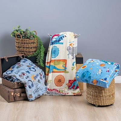 Manta Flannel Estampada Infantil Bouti Kids Solteiro - Astronauta