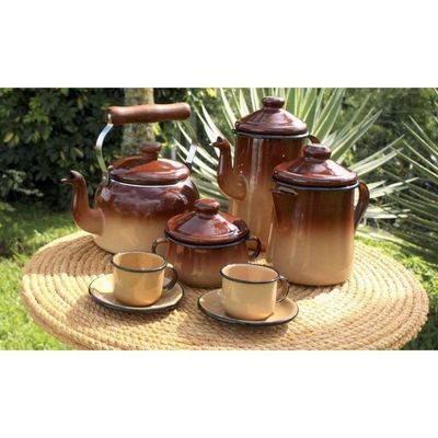 Caneca Grande Esmaltada Marrom 370 Ml Ewel