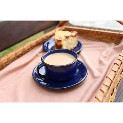 Caneca Média Esmaltada Azul 160 Ml Ewel