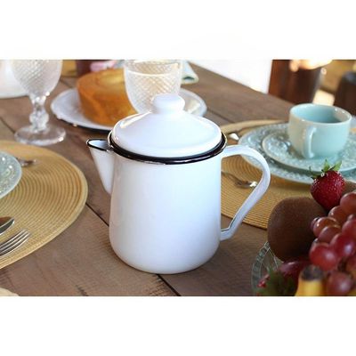 Caneca Grande Esmaltada Branco 370 Ml Ewel