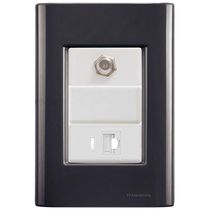 Cj Tomadas Rj45 Ethernet + Tv Coaxial Giz Grafite Tramontina Completo Pronto Tramontina
