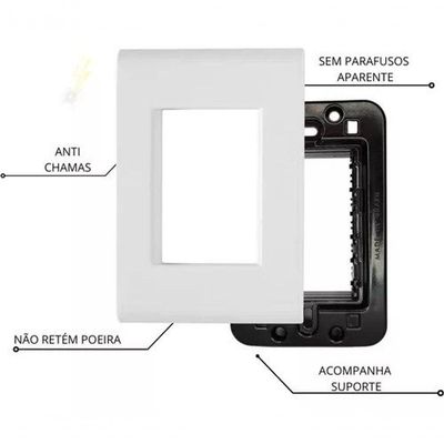 Placa 4x2 + 1 Interruptor Simples E 2 Tomadas 2p+t 20a-250v Branco Branco - 250v