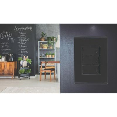 Cj Interruptor E Tomada 10a Liz Grafite Tramontina Completo Pronto Tramontina
