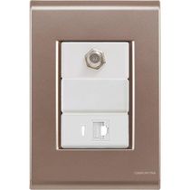 Cj Tomadas Rj45 Ethernet + Tv Coaxial Liz Ouro Velho Tramontina Completo Pronto Tramontina