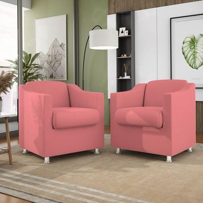 Poltrona Decorativa Recepção Cadeira Manicure Cores Cor:Rosa