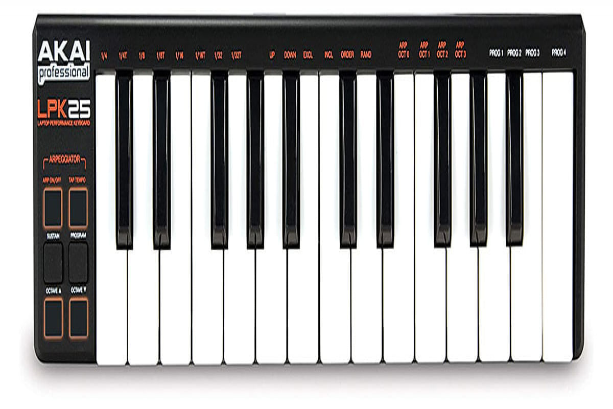 Controlador AKAI USB-MIDI com 25 teclas LPK25 para Laptop