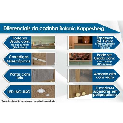 Nicho para Cozinha Botanic M639 Suporte p/ Microondas 80cm Nogueira - Kappesberg