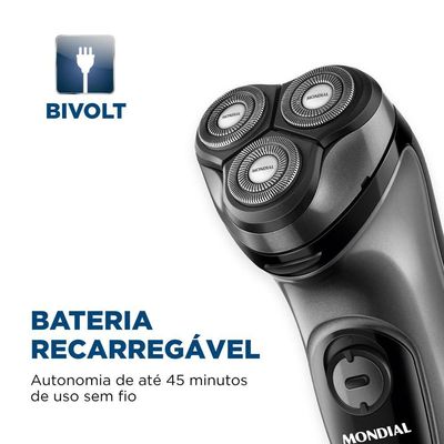 Barbeador Elétrico Power Shave Mondial - Be-02 Barbeador Be-02 Bivolt .
