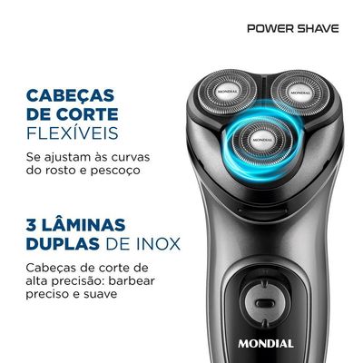 Barbeador Elétrico Power Shave Mondial - Be-02 Barbeador Be-02 Bivolt .