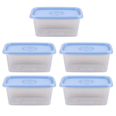 Conjunto 5 Potes Retangular 380ml Pop Plasútil Azul