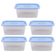 Conjunto 5 Potes Retangular 380ml Pop Plasútil Azul