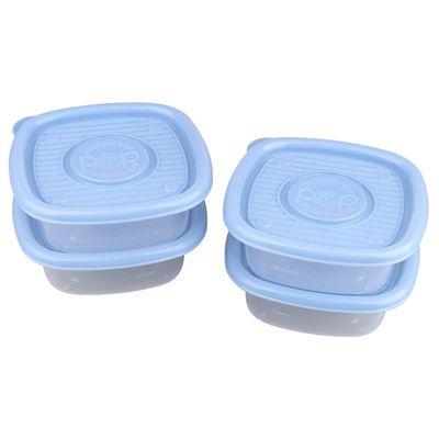 Conjunto 4 Potes Quadrado 400ml Pop Plasútil Azul