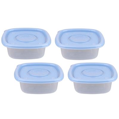 Conjunto 4 Potes Quadrado 400ml Pop Plasútil Azul