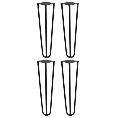 Kit 4 Pés De Metal 25 Cm Legs Mesas De Centro Puffs Preto