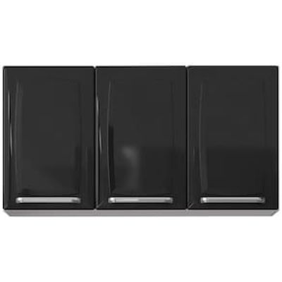Armário Aéreo Triplo Itatiaia Luce com 3 Portas e 2 Prateleiras - 105cm de largura Preto