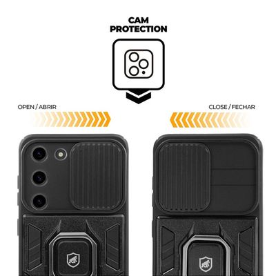 Kit Capa Defender e Pelicula Coverage 5D Pro Preta para Samsung Galaxy S23 Plus - Gshield