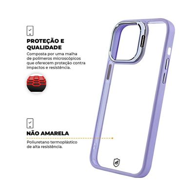 Kit Capa Gravity Lilás  e Pelicula Defender Pro Privacidade para iPhone 15 - Gshield