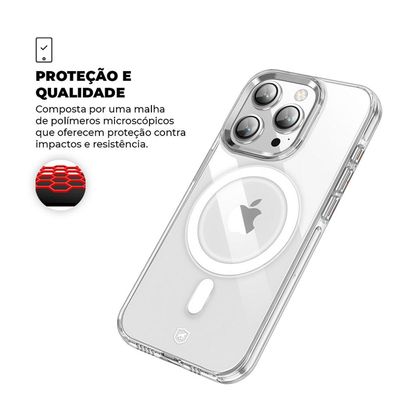 Kit Capa MagSafe Crystal Armor e Pelicula Coverage 5D Pro Preta para iPhone 15 Pro - Gshield
