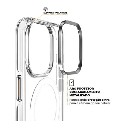 Kit Capa MagSafe Crystal Armor e Pelicula Coverage 5D Pro Preta para iPhone 15 Pro - Gshield