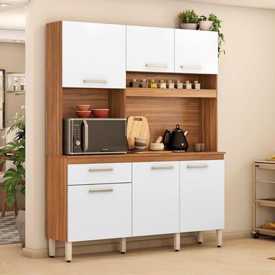 Armário Cozinha Compacta 10 Portas Osaka Amêndola Branco