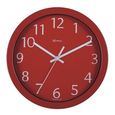 Relógio De Parede Alumínio 30cm Preto Herweg 6719 Vermelho