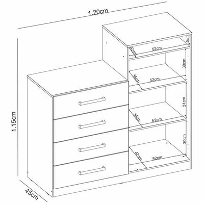 Comoda Sapateira 2 Portas 4 Gavetas 4270 Branco Demobile Branco
