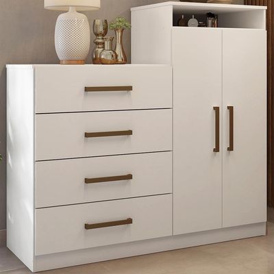 Comoda Sapateira 2 Portas 4 Gavetas 4270 Branco Demobile Branco