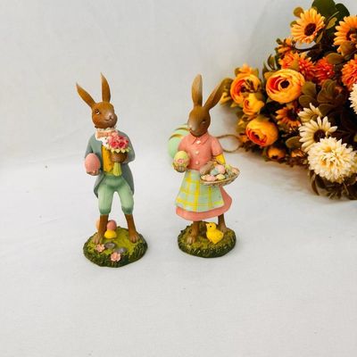 Coelho De Páscoa Casal Em Resina Casal