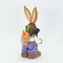 Coelho De Páscoa Decoração Palha Coelhinho Trabalhador 46cm