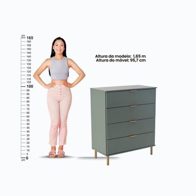 Cômoda Ditália 4 Gavetas Dm-242 Verde Oliva