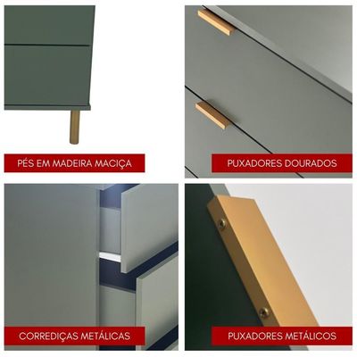 Cômoda Ditália 4 Gavetas Dm-242 Verde Oliva