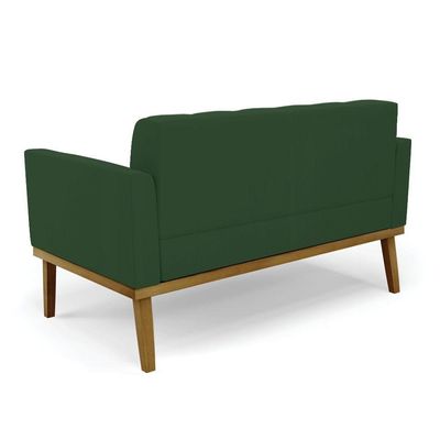 Sofá Namoradeira E 2 Poltronas Base Madeira Castanho Elisa Veludo D03 - D\'rossi Cor Verde