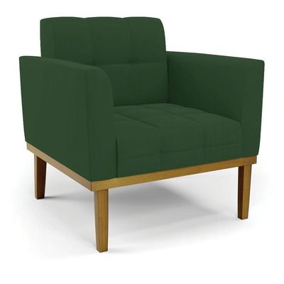 Sofá Namoradeira E 2 Poltronas Base Madeira Castanho Elisa Veludo D03 - D\'rossi Cor Verde