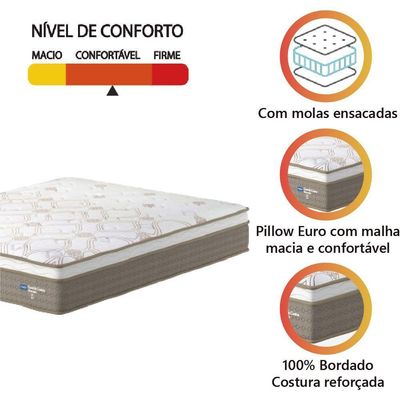 Colchão Casal Queen Molas Ensacadas Guarda Costas Alameda 158x198x30cm Marrom-branco Probel