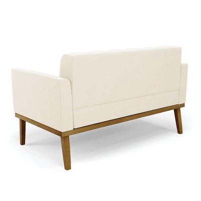 Sofá Namoradeira E 2 Poltronas Base Madeira Castanho Elisa Veludo D03 - D\'rossi Cor Bege