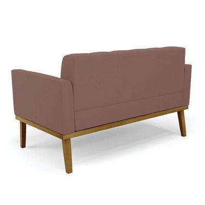 Sofá Namoradeira E 2 Poltronas Base Madeira Castanho Elisa Veludo D03 - D\'rossi Cor Rose