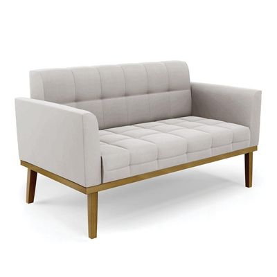 Sofá Namoradeira E 2 Poltronas Base Madeira Castanho Elisa Veludo D03 - D\'rossi Cor Cinza