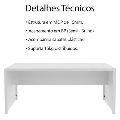 Escrivaninha Mesa Escritorio 180 Cm Me4185 Branco Tecno Mobili Branco